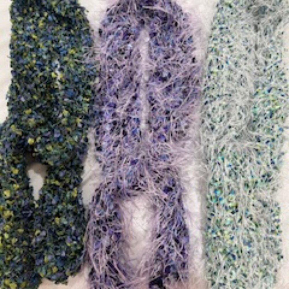 Barely Worn 3 Rectangular Hand Crocheted Scarves … - image 1